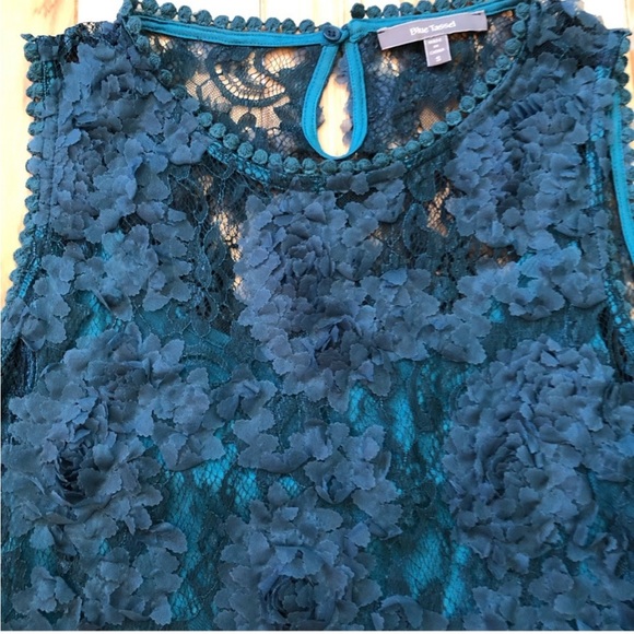 Anthropologie Blue Tassel Floral Semi
Sheer Sleeveless Top - Picture 3 of 5